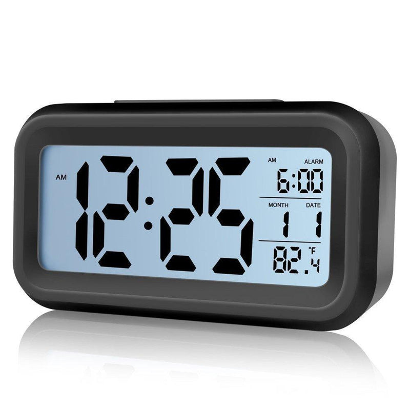 NewNest Australia - TRADE Alarm Clock, Large Display Screen Time Week Temperature Display Nightlight and Snooze Function Smart Light Sensor Simple Operation Digital Alarm Clock (Black) 