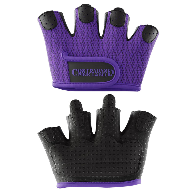 Contraband Pink Label 5537 Womens Micro Weight Lifting Gloves w/Grip-Lock Silicone Padding (Pair) - Minimalist Half Gloves - Apple Watch Friendly Purple Large - NewNest Australia
