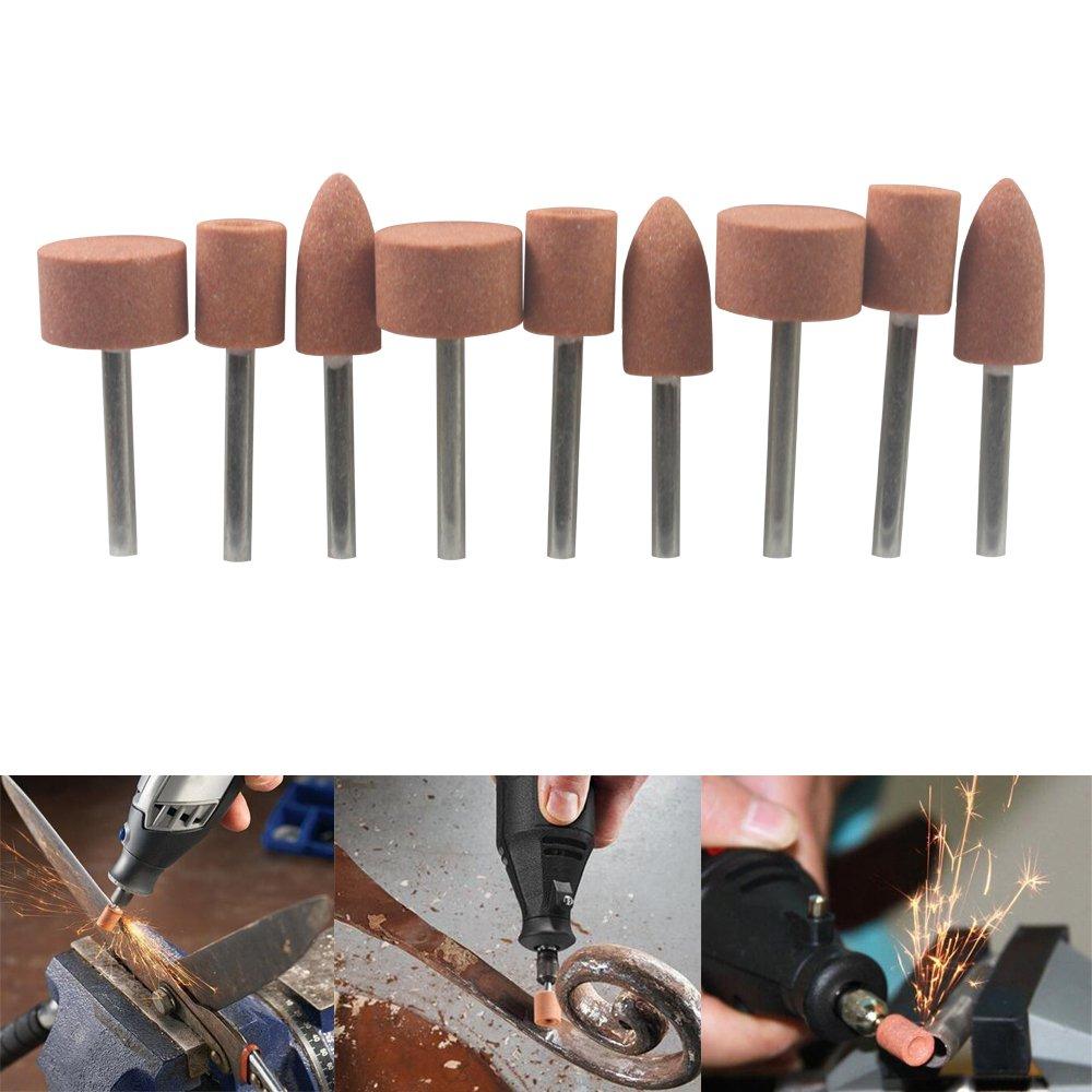 Carving Expert 9pcs Abrasive Mounted Stone For Dremel Rotary Tools Grinding Stone Wheel Head Dremel Accessories 1/8 Inch Shank - NewNest Australia