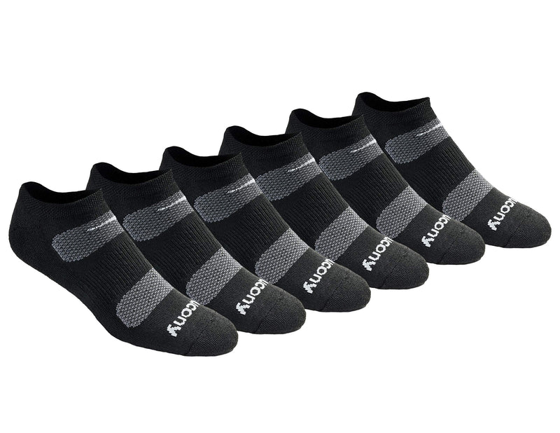 Saucony Men's Multi-Pack Mesh Ventilating Comfort Fit Performance No-Show Socks Shoe Size: 8-12 Black Basic (6 Pairs) - NewNest Australia