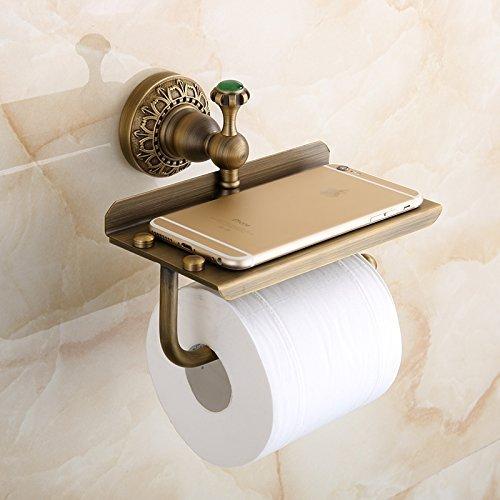 Beelee Bathroom Tissue Holder/toilet Paper Holder Solid Brass Wall-mounted Toilet Roll Holder, Toilet Paper Tissue Holder with Mobile Phone Storage Shelf Antique Brass Finished - NewNest Australia