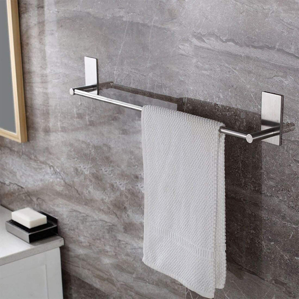 NewNest Australia - Taozun Towel Bar Self Adhesive 27.55-Inch Bathroom Brushed SUS 304 Stainless Steel Bath Wall Shelf Rack Hanging Towel Stick On Sticky Hanger Contemporary Style 