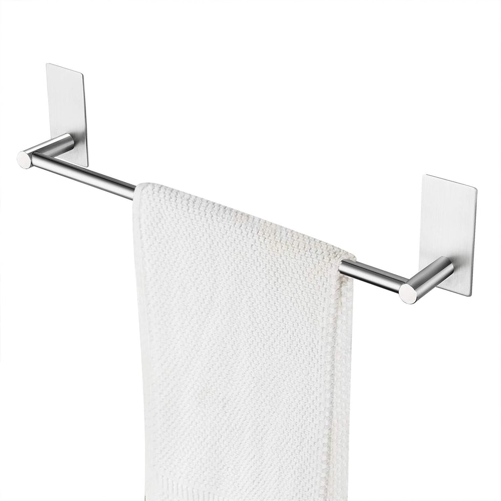 Taozun Self Adhesive 16-Inch Bathroom Towel Bar Brushed SUS 304 Stainless Steel Bath Wall Shelf Rack Hanging Towel Stick On Sticky Hanger Contemporary Style Silver - NewNest Australia