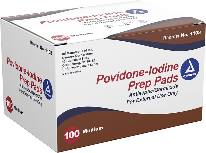 Dynarex Povidone-Iodine Prep Pads - Pack of 100 Pads - NewNest Australia