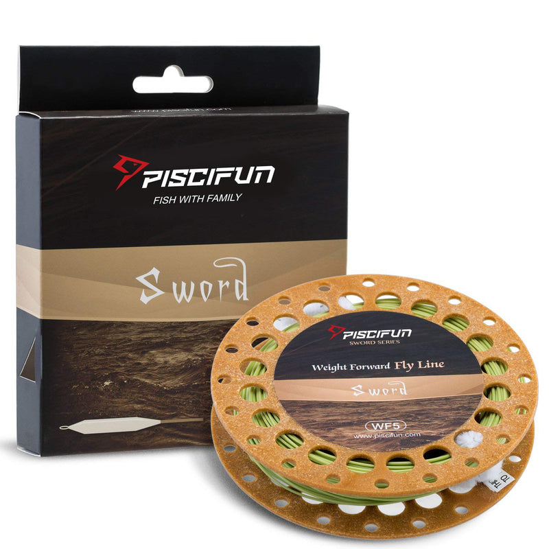 Piscifun Sword Fly Fishing Line with Welded Loop Weight Forward Floating Fly Line WF1 2 3 4 5 6 7 8 9 10wt 90 100FT Moss Green WF-5F 100FT - NewNest Australia