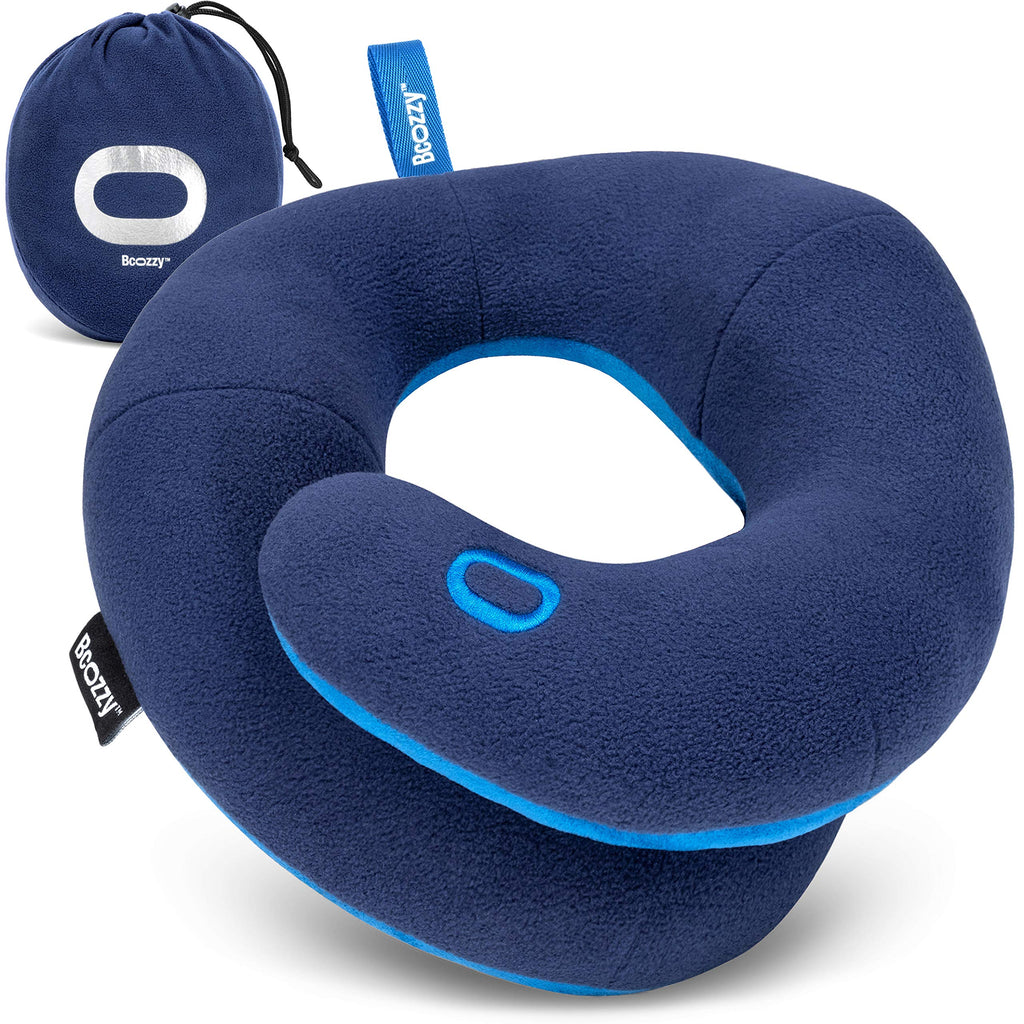 BCOZZY Kids Chin Supporting Travel Pillow for 3-7 Y/O -Stops The Head from Falling Forward– Comfortable Road Trip Essential. Soft, Washable, Small Size, Blue Navy Kids Small - NewNest Australia