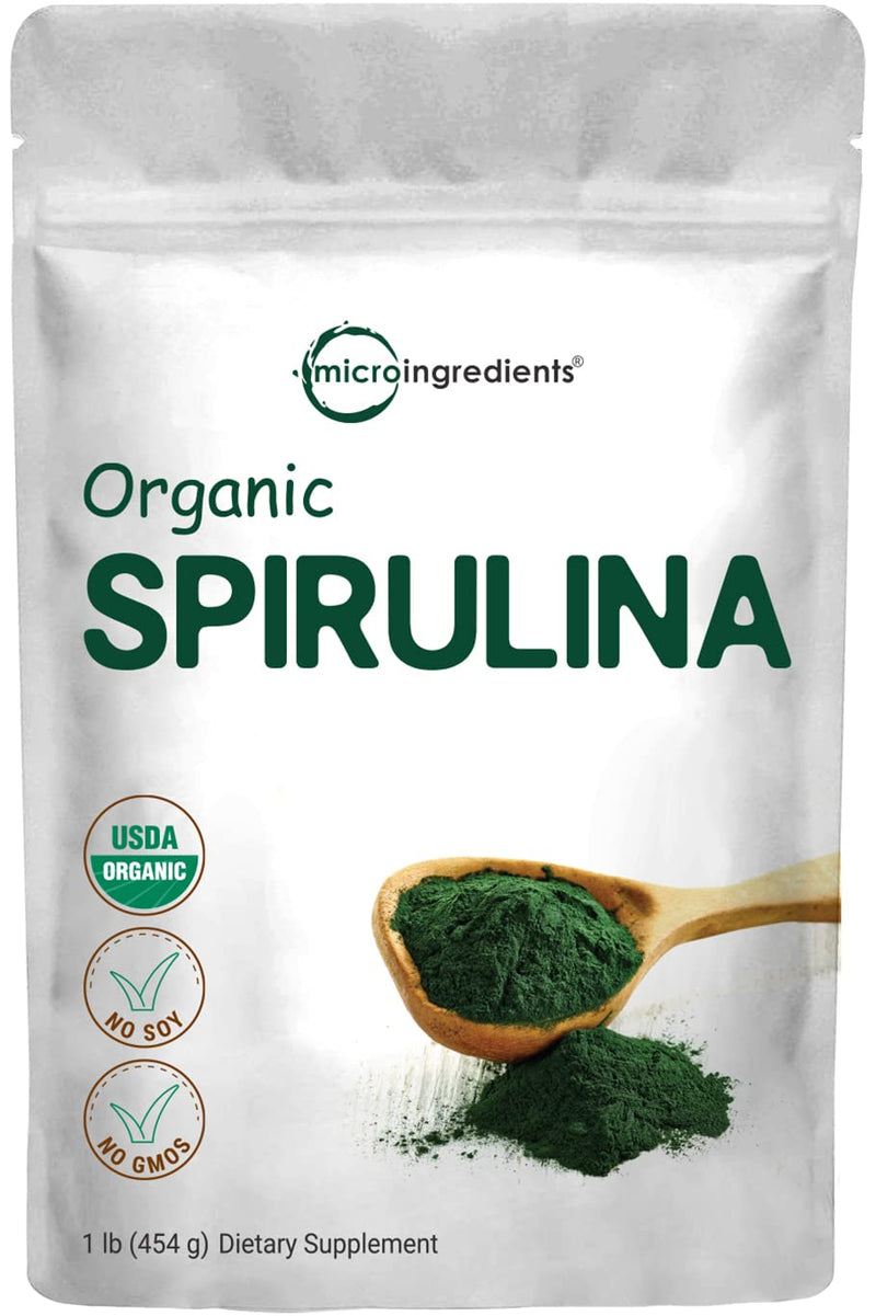 Micro Ingredients Organic Spirulina Powder, 16 Ounce, Raw Spirulina (Arthrospira Platensis), The Richest Sources of 70% Vegan Protein, Containers Minerals, Vitamins, Non-GMO & Non-Irradiation 1 Pound (Pack of 1) - NewNest Australia