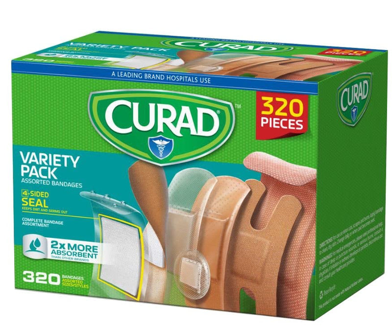 Curad Bulk Variety Pack Assorted Bandages, Flex-Fabric, Waterproof, Plastic, Knuckle, Heavy Duty Bandages (320Count) - NewNest Australia