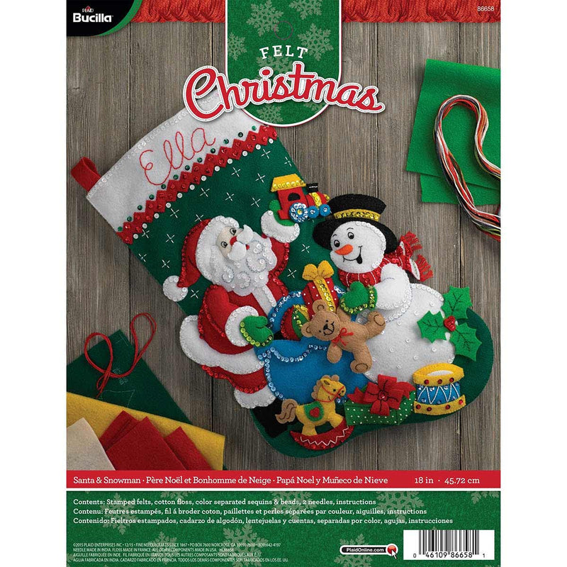 Bucilla Santa and Snowman Felt Applique Stocking Kit, 18-Inch - NewNest Australia