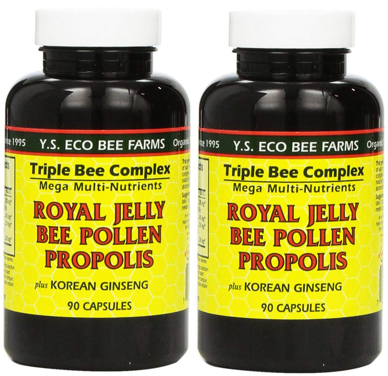 YS Eco Bee Farms, Royal Jelly Bee Pollen Propolis plus Korean Ginseng, 90 Capsules (2Pack) - NewNest Australia