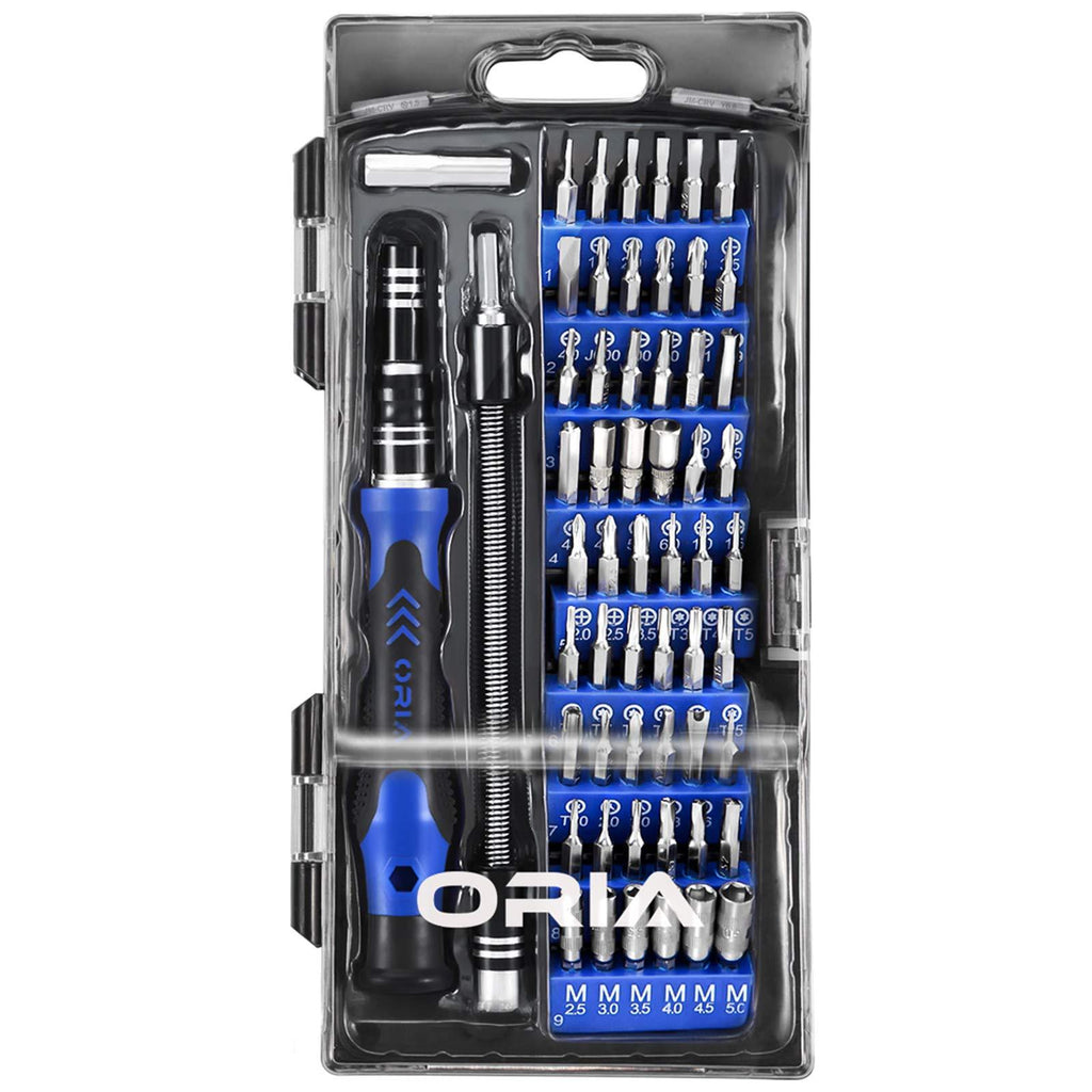 ORIA Precision Screwdriver Kit, 60 in 1 with 56 Bits Screwdriver Set, Magnetic Driver Kit with Flexible Shaft, Extension Rod for Mobile Phone, Smartphone, Game Console, Tablet, PC, Blue - NewNest Australia