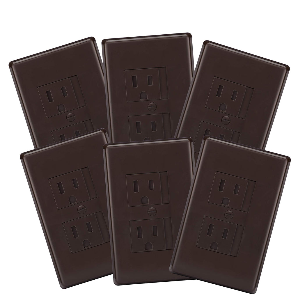 6-Pack Safety Innovations Self-Closing (1Screw) Standard Outlet Covers - an Alternative to Wall Socket Plugs for Child Proofing Outlets, (Espresso) - NewNest Australia