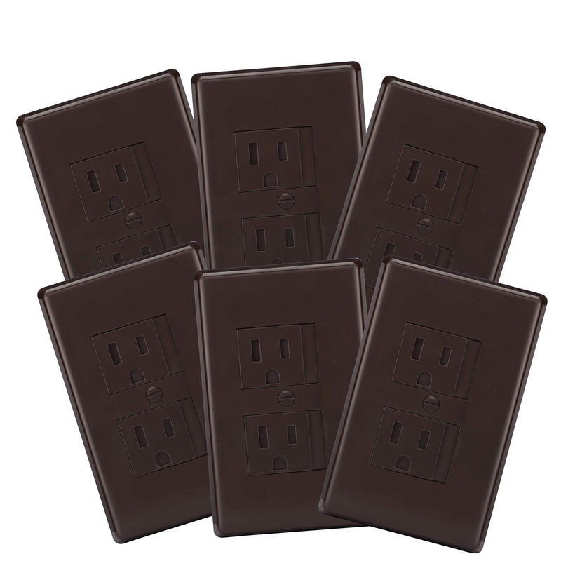 6-Pack Safety Innovations Self-Closing (1Screw) Standard Outlet Covers - an Alternative to Wall Socket Plugs for Child Proofing Outlets, (Espresso) - NewNest Australia