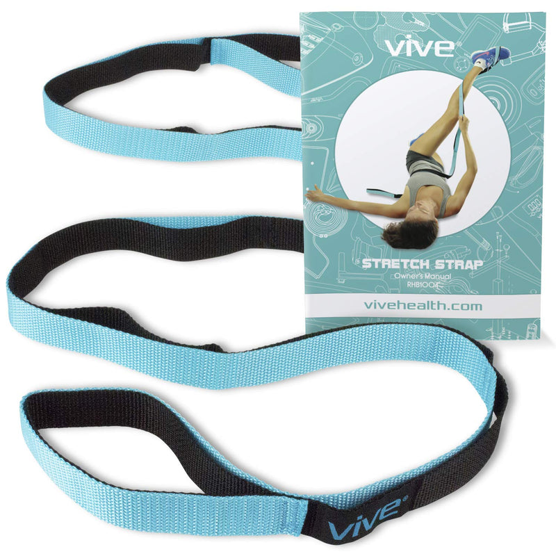 Vive Stretch Strap - Leg Stretch Band to Improve Flexibility - Stretching Out Yoga Strap - Exercise and Physical Therapy Belt for Rehab, Pilates, Dance and Gymnastics with Workout Guide Book Teal - NewNest Australia