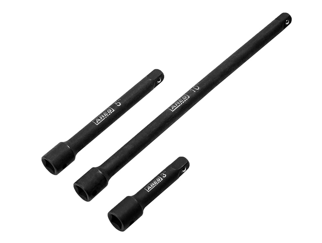 ARES 70032 - 3/8-Inch Drive Impact Extension Bar Set - 3-Inch, 5-Inch, and 10-Inch Laser Etched Socket Extensions Expand the Range of Impact Drivers 3/8" Drive - NewNest Australia