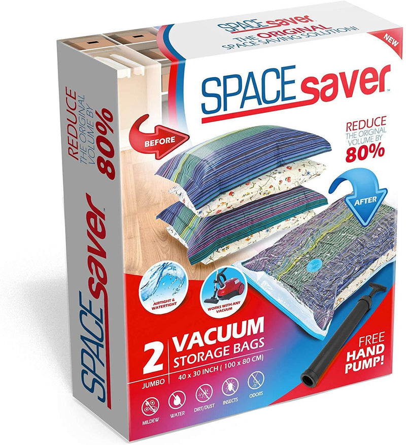 NewNest Australia - Spacesaver Premium Vacuum Storage Bags. 80% More Storage! Hand-Pump for Travel! Double-Zip Seal and Triple Seal Turbo-Valve for Max Space Saving! (Jumbo 2 Pack) 