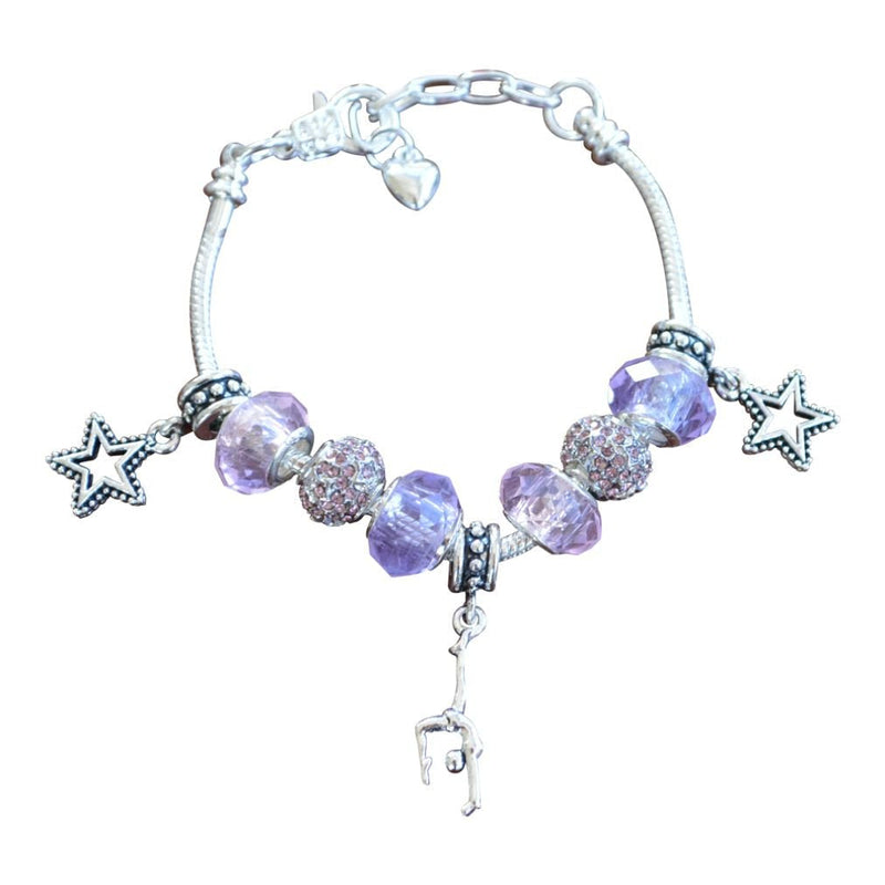 Gymnastics Charm Bracelet- Gymnastics Jewelry- European Style Snake Chain Bracelet- Perfect Gymnast Gift - NewNest Australia