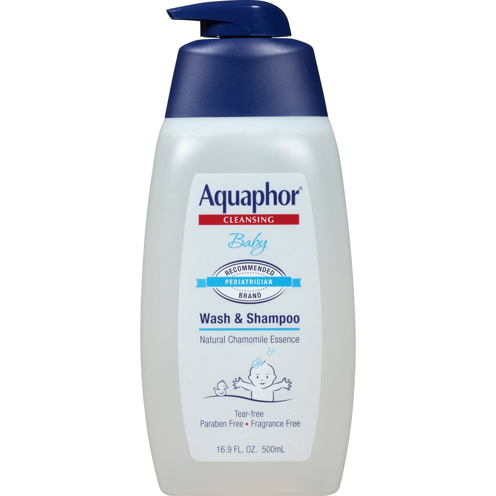 Aquaphor Baby Wash and Shampoo - Mild, Tear-free 2-in-1 Solution for Baby’s Sensitive Skin - 16.9 fl. oz. Pump - NewNest Australia