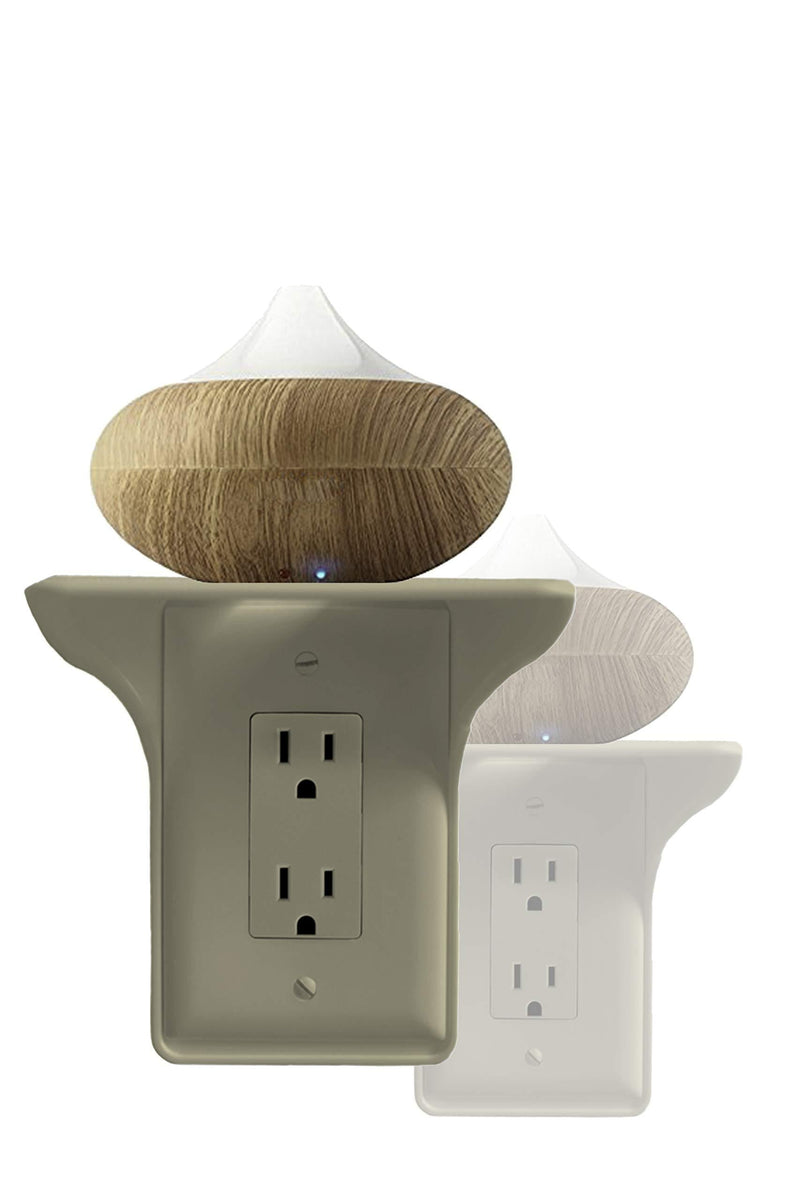 Official Power Perch Single Wall Outlet Shelf. Home Wall Shelf Organizer for Outlets. Perfect for Bathroom, Kitchen, Bedrooms with Cord Management and Easy Installation. Almond 2-Pack 2 Pack - NewNest Australia