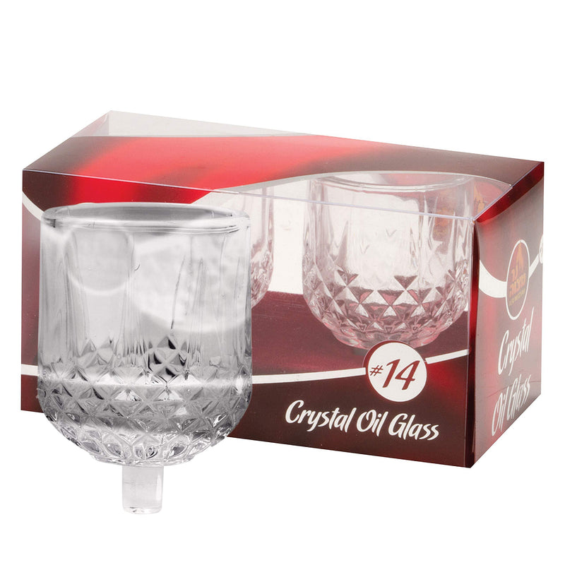 NewNest Australia - Ner Mitzvah Shabbos Candle Glass Oil Cups – Crystal Looking Elegant Holders for Oil for Shabbat and Hanukkah – 2 Pack -Durable Quality, Long-Lasting 