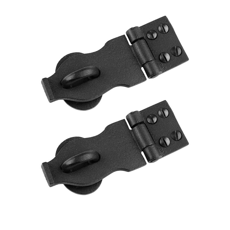 Decorative Black Wrought Iron Hasp Lock 4" X 1.75" Heavy Duty Rust Resistant Hasp Latches Safety Padlock Clasps for Cabinets, Chests Or Doors with Screws | Renovators Supply Manufacturing Pack of 2 - NewNest Australia