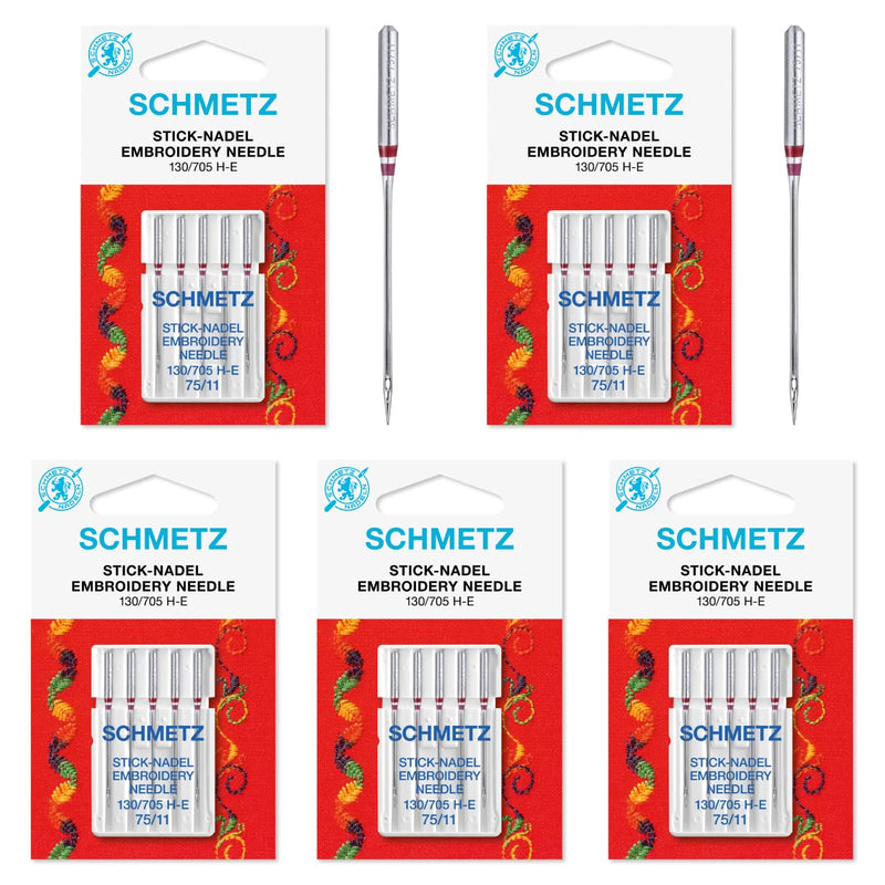 25 Schmetz Embroidery Sewing Machine Needles 130/705H H-E Size 75/11 (Original Version) - NewNest Australia