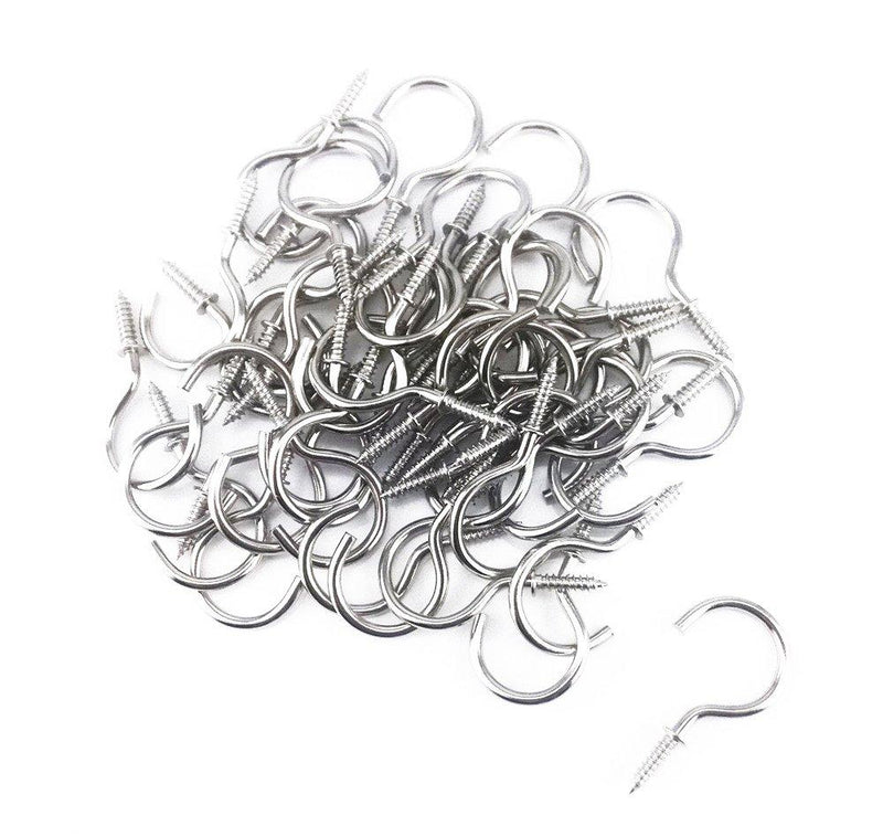 NewNest Australia - Yueton 50pcs Metal Screw-in Ceiling Hooks Cup Hooks (Nickel) 