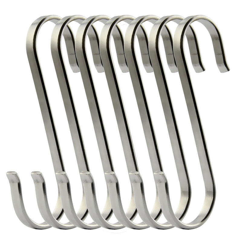 NewNest Australia - RuiLing 6-Pack Size X-Large Flat S Hooks Heavy-Duty Genuine Solid 304 Stainless Steel S Shaped Hanging Hooks,Kitchen Spoon Pan Pot Hanging Hooks Hangers Multiple uses. 1 XL/Flat 