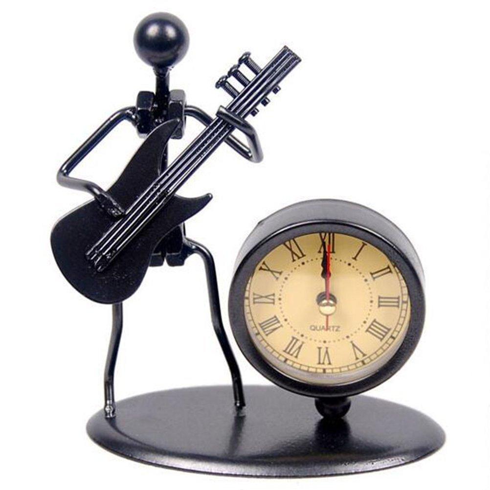 NewNest Australia - Classic Vintage Old Fashion Iron Art Musician Clock Figure Ornament for Home Office Desk Decoration Gift (C68 Electric Guitar) C68 Electric Guitar 