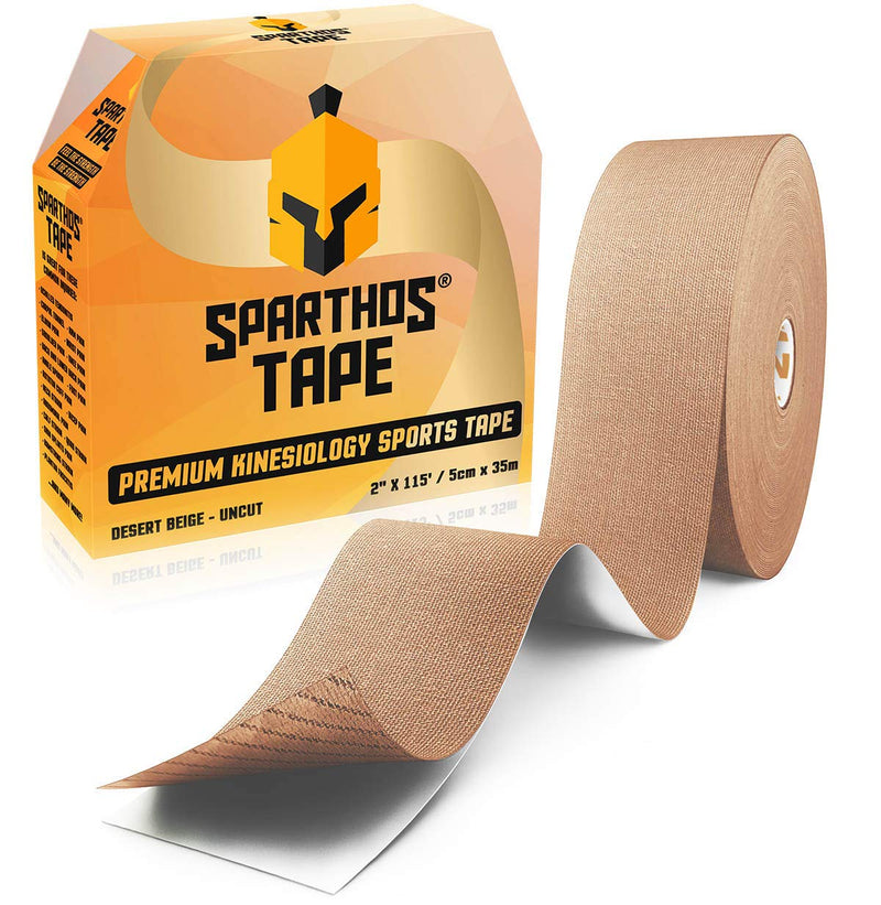 Sparthos Kinesiology Tape - Bulk Large Jumbo - Free Kinesio Taping Guide! - Support for Pro Athletic Sports and Recovery - Rocktape Waterproof Tex Rock Gold Tapes - Uncut 115 ft Roll (Beige) Desert Beige - NewNest Australia