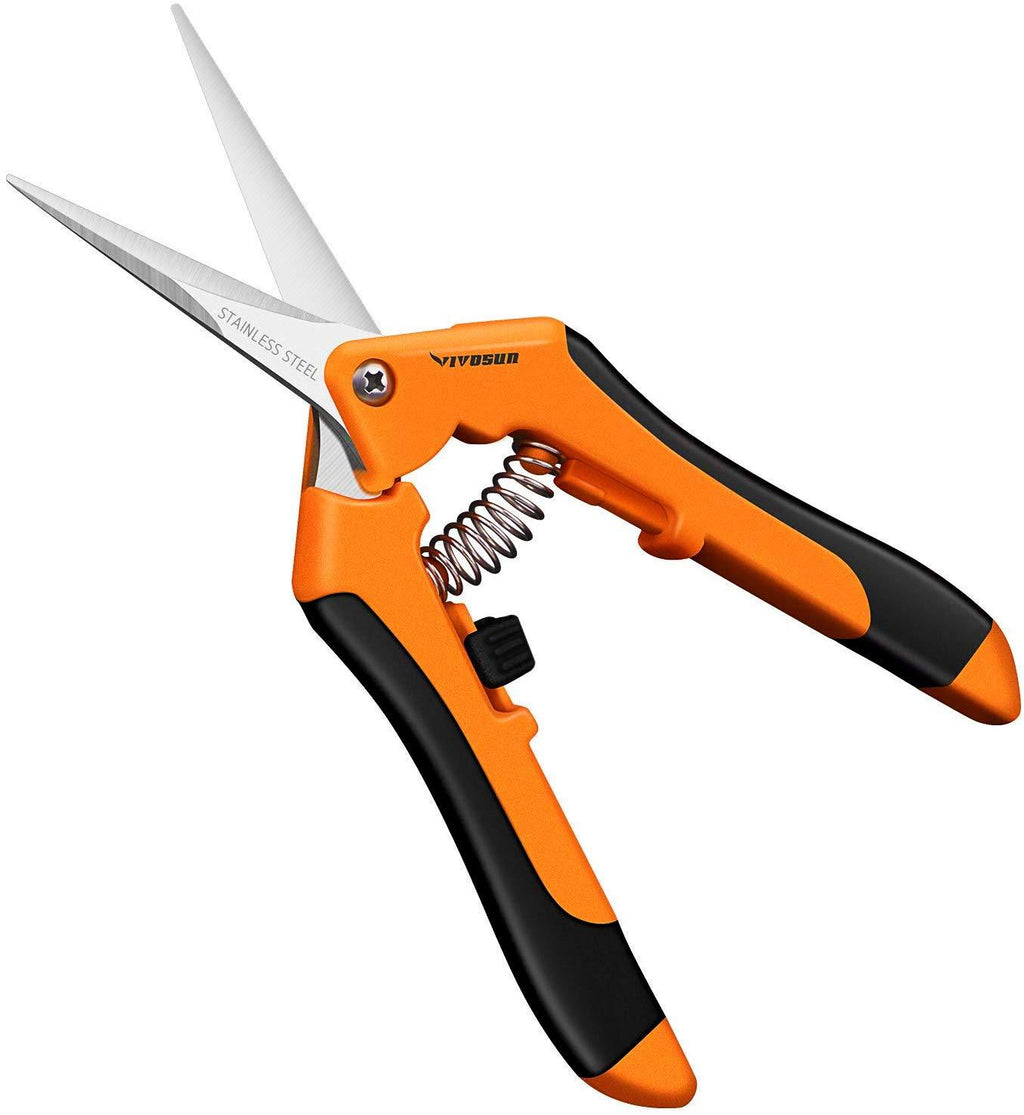 VIVOSUN 6.5 Inch Gardening Hand Pruner Pruning Shear with Straight Stainless Steel Blades Orange - NewNest Australia