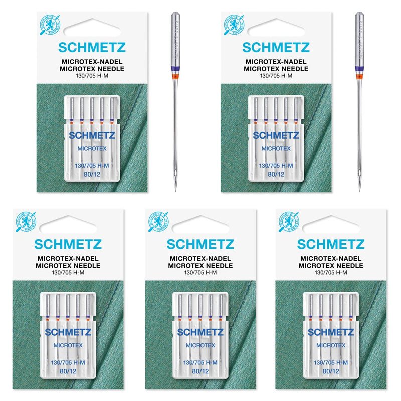 25 Schmetz Microtex Sharp Sewing Machine Needles 130/705 H-M Size 80/12 - NewNest Australia