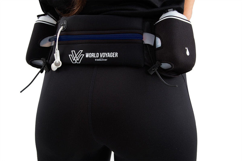 World Voyager Premium Quality No Bounce Runners Hydration Belt with Reflectors, Smartphone Pocket & BPA Free Water Bottles Blue - NewNest Australia