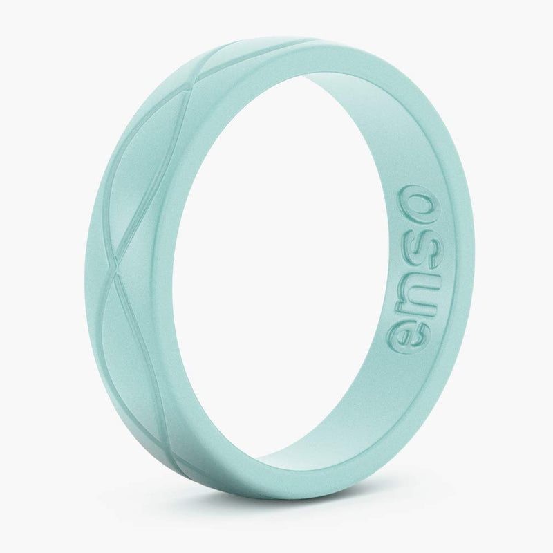Enso Rings Women’s Infinity Silicone Wedding Ring – Hypoallergenic Wedding Band for Ladies – Comfortable Band for Active Lifestyle – 4.5mm Wide, 1.5mm Thick Turquoise 8 - NewNest Australia