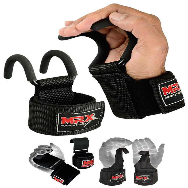 MRX Power Weight Lifting Straps Wrist Support Heavyduty Gym Training Bandage Cordura Hook Deadlifting Wraps Metal Rod Hooks - NewNest Australia