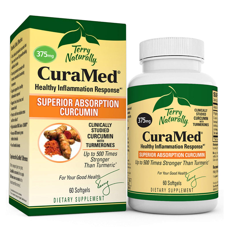 Terry Naturally CuraMed 375 mg - 60 Softgels - Superior Absorption BCM-95 Curcumin Supplement, Promotes Healthy Inflammation Response - Non-GMO, Gluten-Free, Halal - 60 Servings 60 Count (Pack of 1) - NewNest Australia