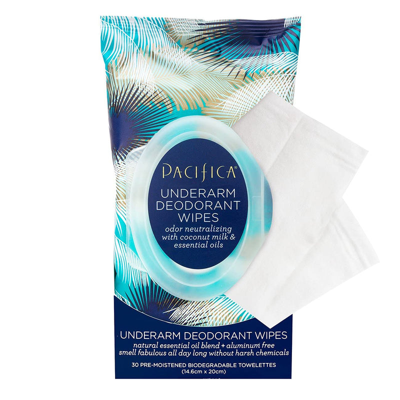 Pacifica Beauty, Coconut Milk & Essential Oils Underarm Deodorant Wipes, 30 Count, Remove Odor On-The-Go, Aluminum Free, Travel Friendly, Fresh Coconut Scent, 100% Vegan and Cruelty Free Coconut Milk & Oil - Pack of 1 - NewNest Australia