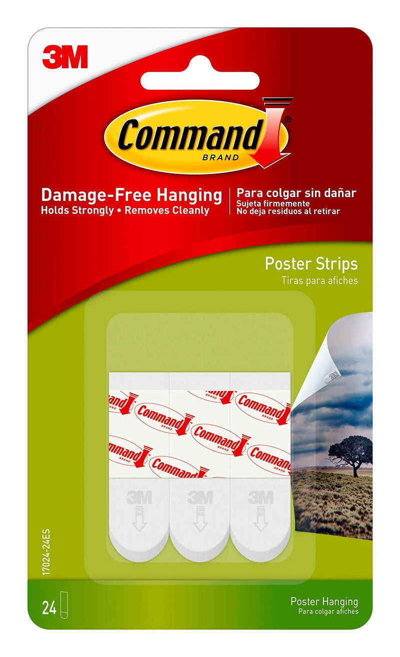 Command Poster Hanging Strips, Small, White, 24-Strips (17024-24ES) 24 Strips - NewNest Australia