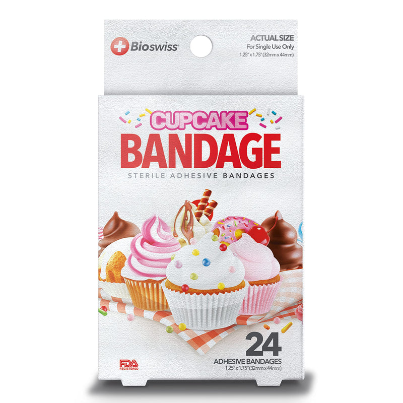BioSwBioSwiss Kids Bandaids | 24pcs Self-Adhesive Sterile Unique Shaped Bandages Colorful Funny Cute Toddler Girls & Boys, Adults First Aid, Protect Scrapes and Cuts | Wellness for Everyone (Cupcake) Cupcake - NewNest Australia