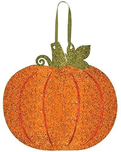 NewNest Australia - Amscan | Home Decoration | Medium Glitter Pumpkin Hanging Decor | measures 11" x 11 1/2" 