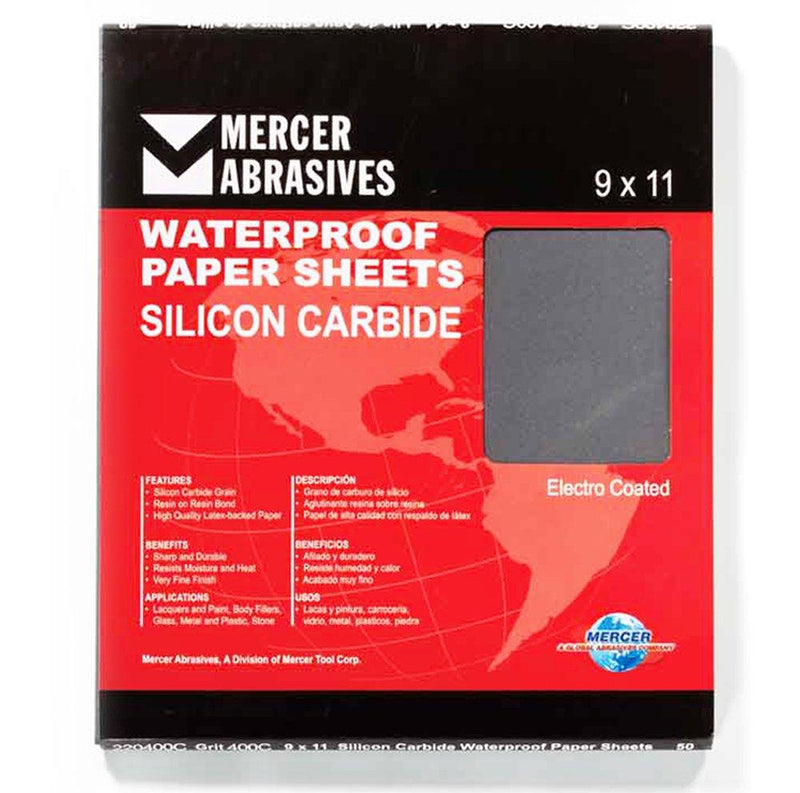 Mercer Industries 220600A - 9 x 11 Silicon Carbide Waterproof Paper Sheets, Grit 600A (50 pack) - NewNest Australia