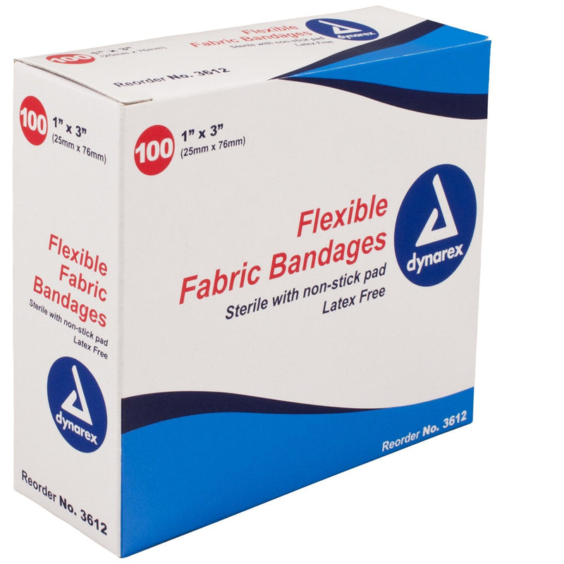 Dynarex Adhesive Fabric Bandage, 1 Inches X 3 Inches Sterile, 100 Count (1 Box) - NewNest Australia