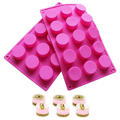BAKER DEPOT 15 Holes Cylinder Silicone Mold For Handmade soap Chocolate jelly Pudding DIY Resin Mould Hole Dia: 1.5 inch Vol: 20ml Set of 2 - NewNest Australia