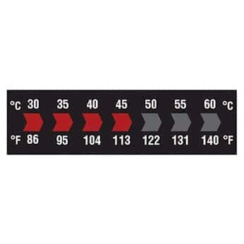 Digi-Sense Reversible 7-Point Horizontal Temperature Label Black/Red, 30-60C/86-140F; 10/Pk - NewNest Australia