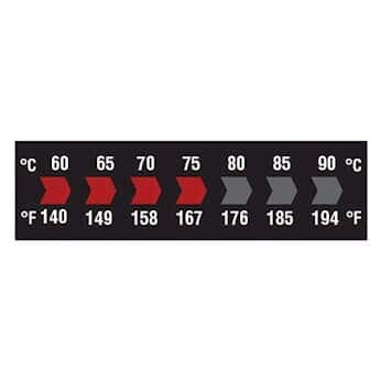 Digi-Sense Reversible 7-Point Horizontal Temperature Label Black/Red, 60-90C/140-194F; 10/Pk - NewNest Australia