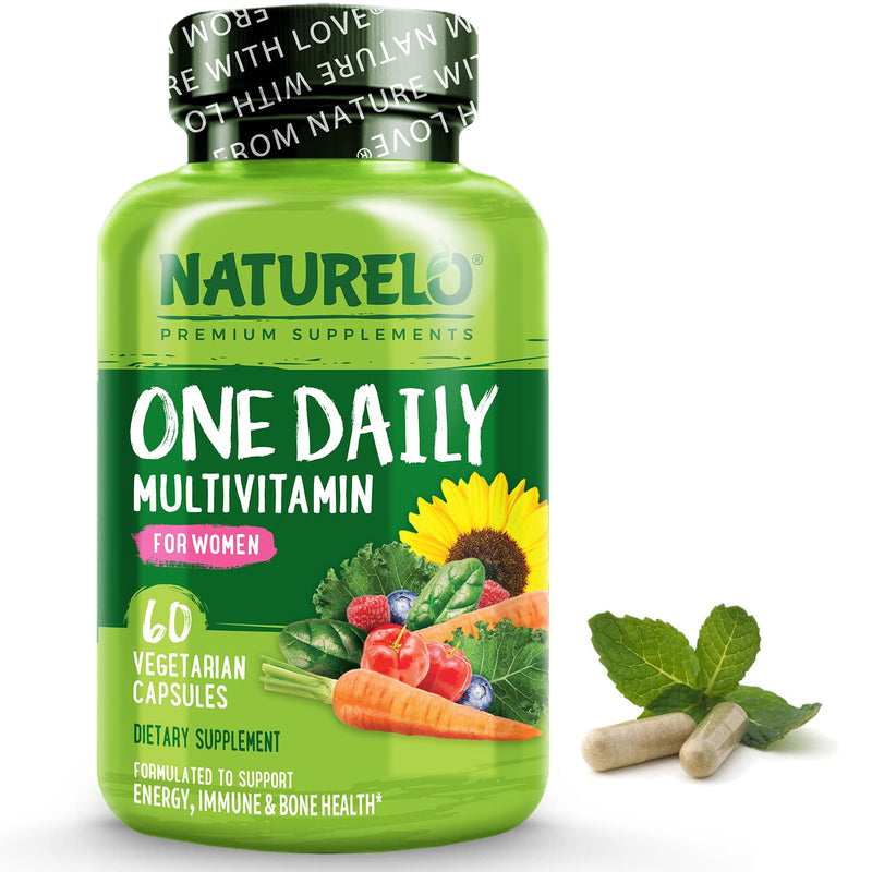 NATURELO One Daily Multivitamin for Women - Energy Support - Whole Food Supplement to Nourish Hair, Skin, Nails - Non-GMO - No Soy - Gluten Free - 60 Capsules | 2 Month Supply 60 Count (Pack of 1) - NewNest Australia