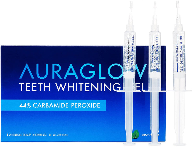 AuraGlow Teeth Whitening Gel Syringe Refill Pack, 44% Carbamide Peroxide, (3X) 5ml Syringes - NewNest Australia