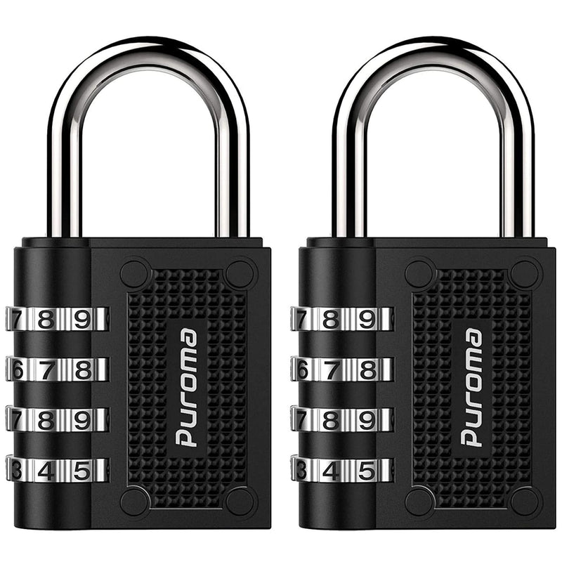 Puroma 2 Pack Combination Locks Outdoor Waterproof Padlock for School Gym Locker Outdoor Fence Hasp Cabinet Toolbox Locker (Black) 1.3 Inch Black - NewNest Australia