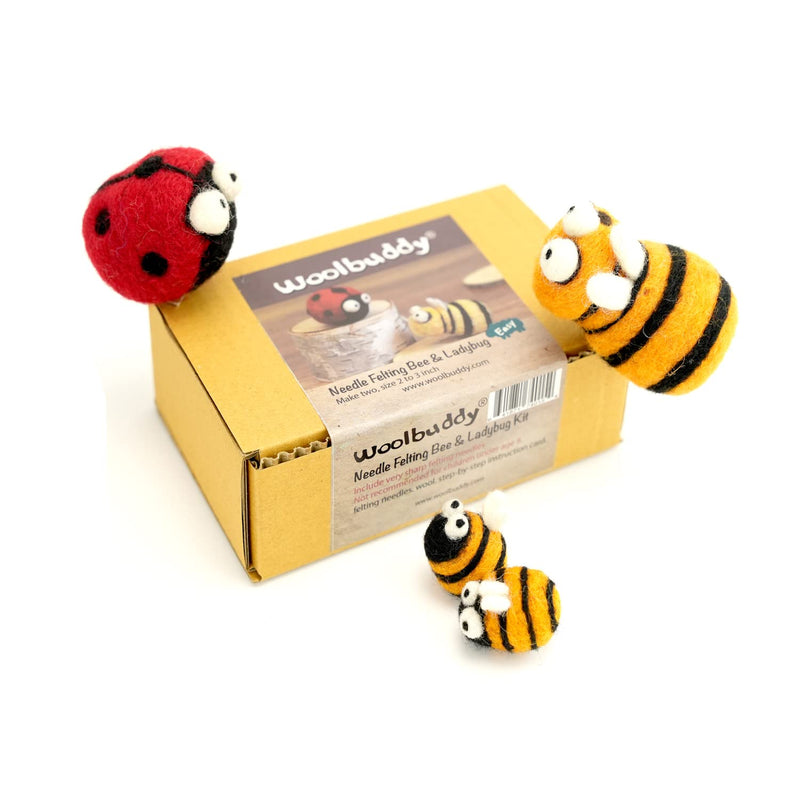 Woolbuddy Needle Felting Kit Beginner, Bee and Lady Bug, Wool Felting Kit for Adults, Includes 2 Felting Needles and Photo Instructions, DIY Needle Felting Kit for Arts and Crafts Bee and Ladybug - NewNest Australia