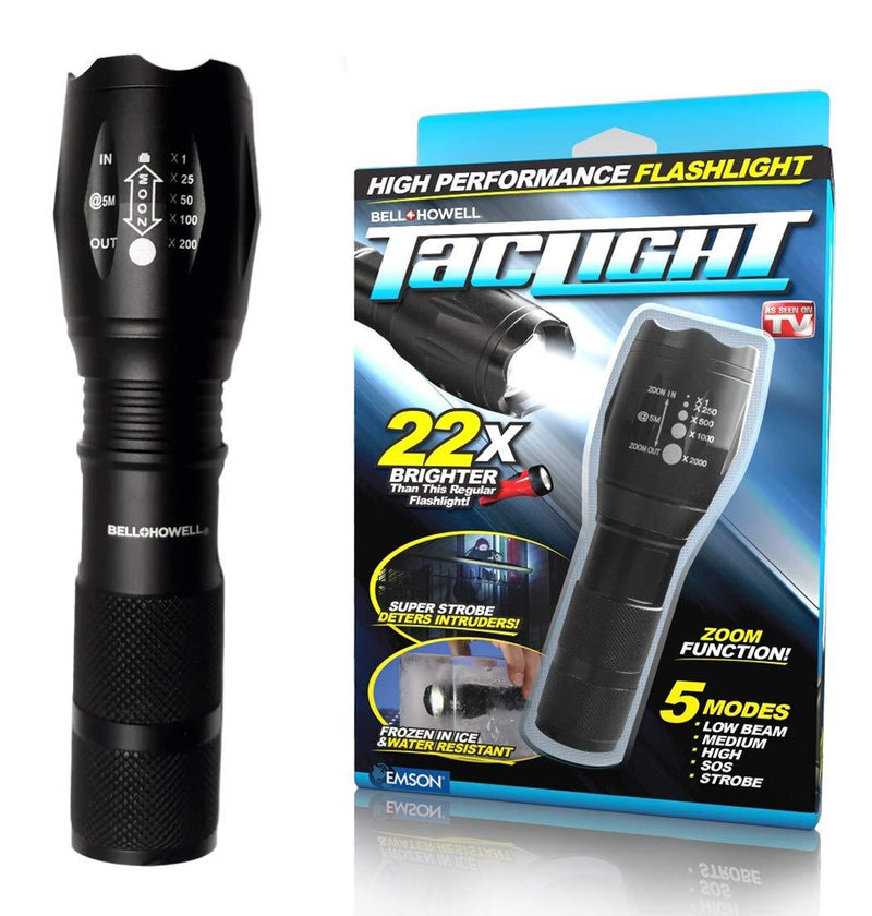 Bell + Howell 1176 Taclight High-Powered Tactical Flashlight with 5 Modes & Zoom Function 22X Brighter High Lumens Weather Proof For Outdoor Activities, Camping, Emergency As Seen On TV (Original) - NewNest Australia